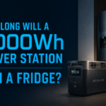 Portable 2000Wh power station powering a household refrigerator during a power outage