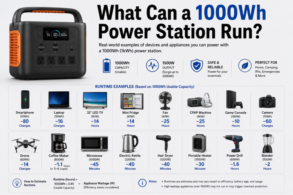 What Can a 1000Wh Power Station Run