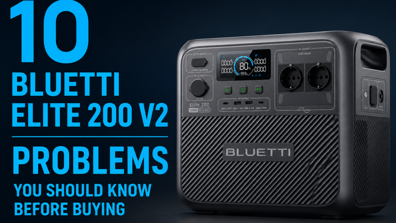 BLUETTI Elite 200 V2 portable power station with common problems and user complaints highlighted