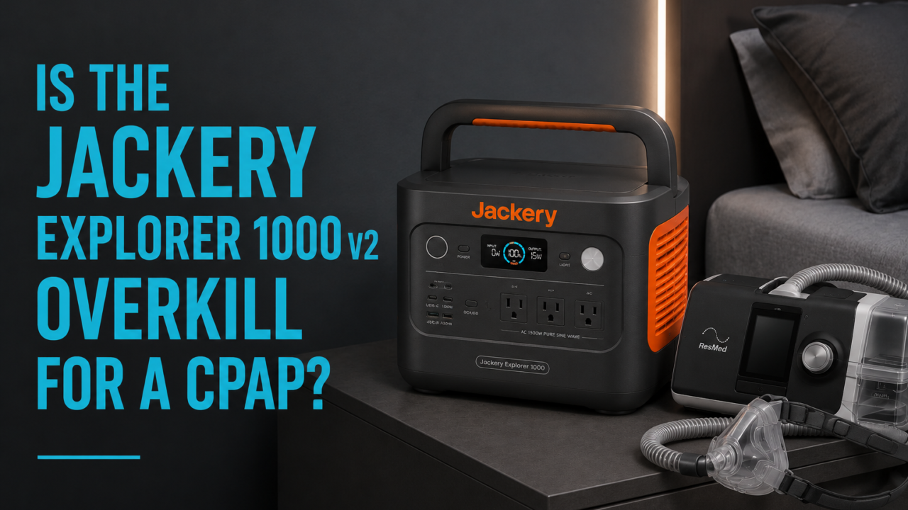 Jackery Explorer 1000 v2 powering a CPAP machine during a power outage