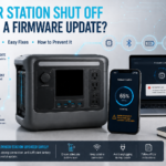 Portable power station connected to a smartphone app during a firmware update process
