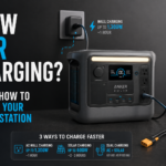 Portable power station charging from a car, AC outlet, and solar panel comparison