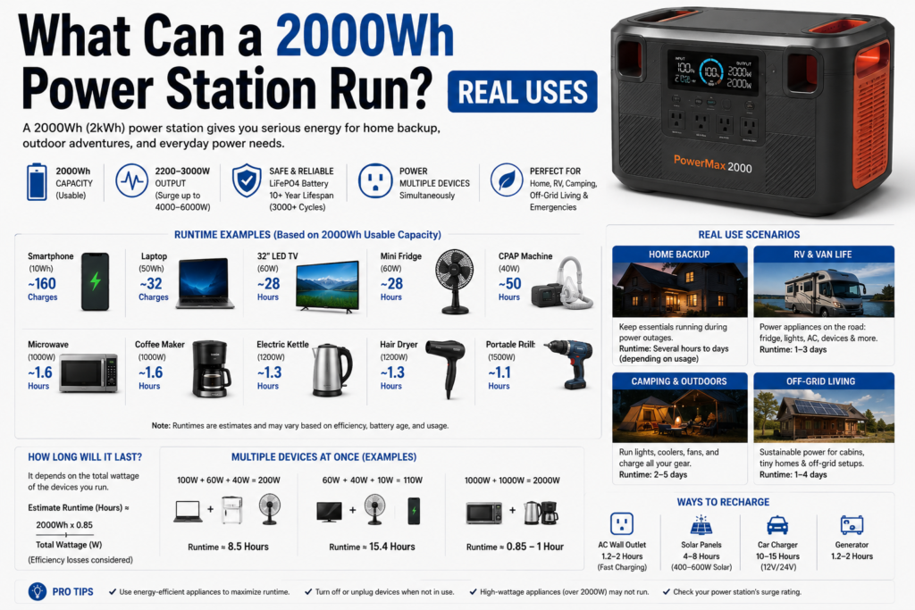 what can a 2000Wh power station run