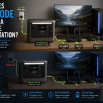 Portable power station operating in UPS mode during a home power outage