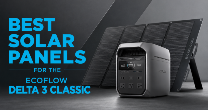 EcoFlow DELTA 3 Classic connected to portable solar panels while charging outdoors