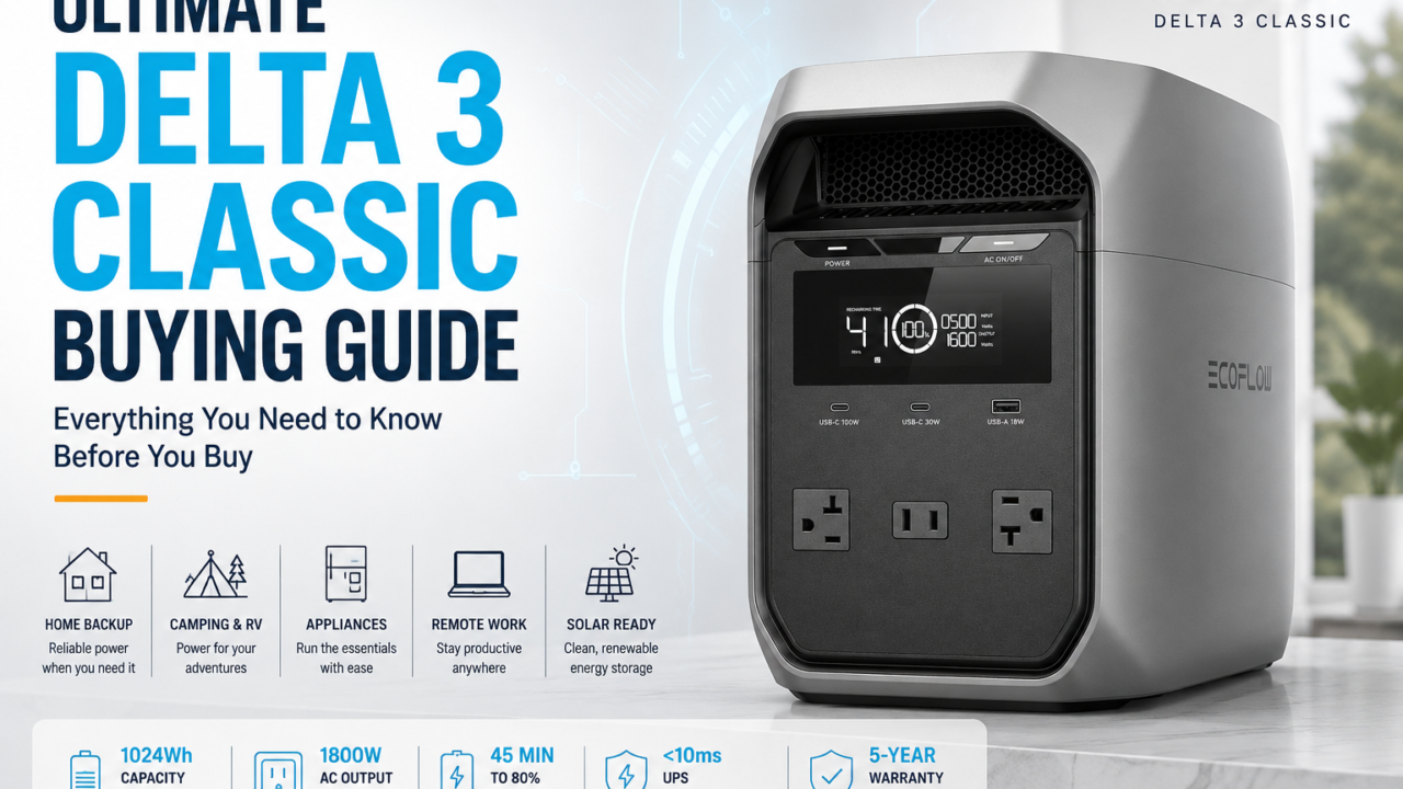 EcoFlow DELTA 3 Classic portable power station used for home backup and outdoor power