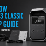 EcoFlow DELTA 3 Classic being set up with charging cable, solar panel, and accessories
