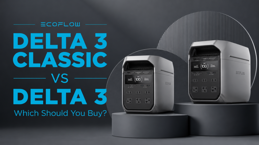 Side-by-side comparison of EcoFlow DELTA 3 Classic and EcoFlow DELTA 3 portable power stations