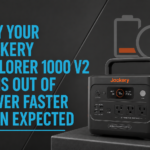 Jackery Explorer 1000 V2 powering household appliances with battery percentage decreasing during use