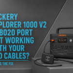 Jackery Explorer 1000 V2 connected with a DC7909-to-DC8020 adapter cable for older charging accessories