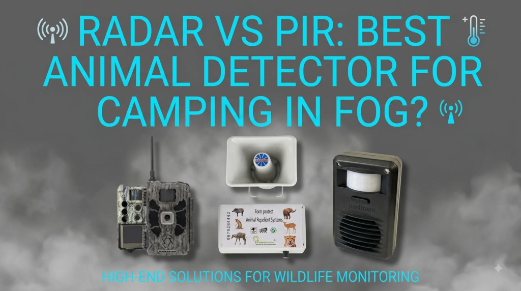 Radar animal detector monitoring a foggy campsite at night