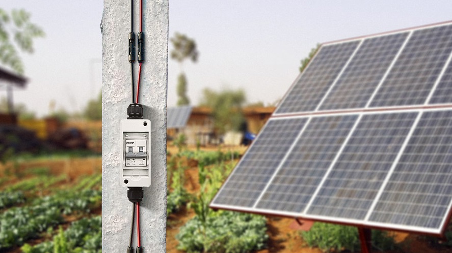 Waterproof solar panel disconnect switch with MC4 connectors for safely shutting off DC power